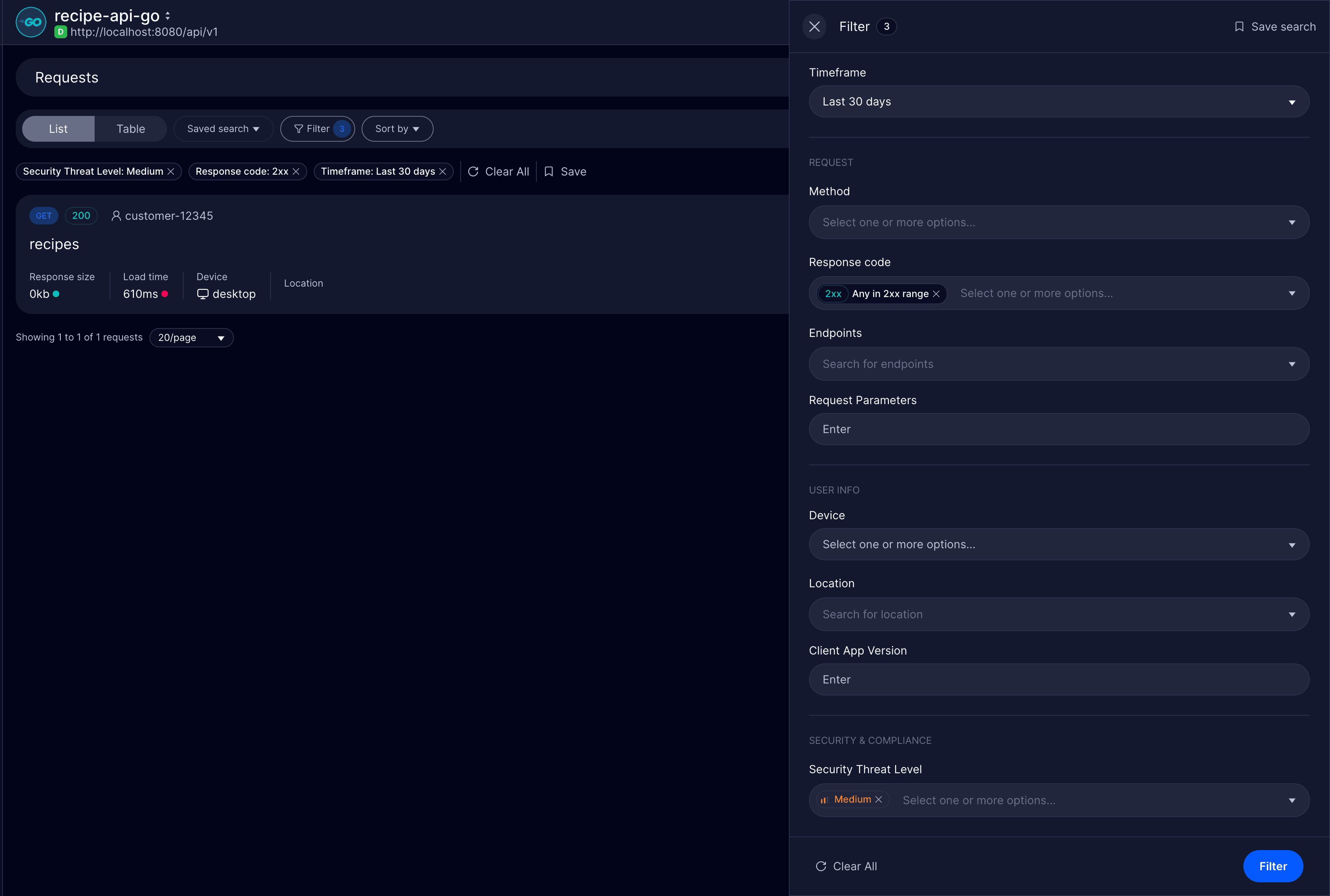 Filter and Sort Options