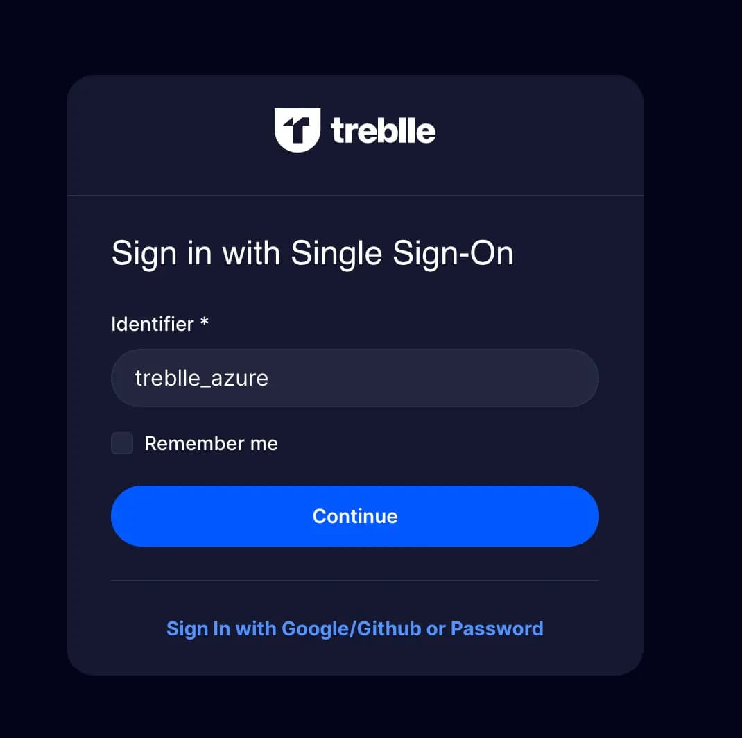 Treblle Sign In Page with SSO Option