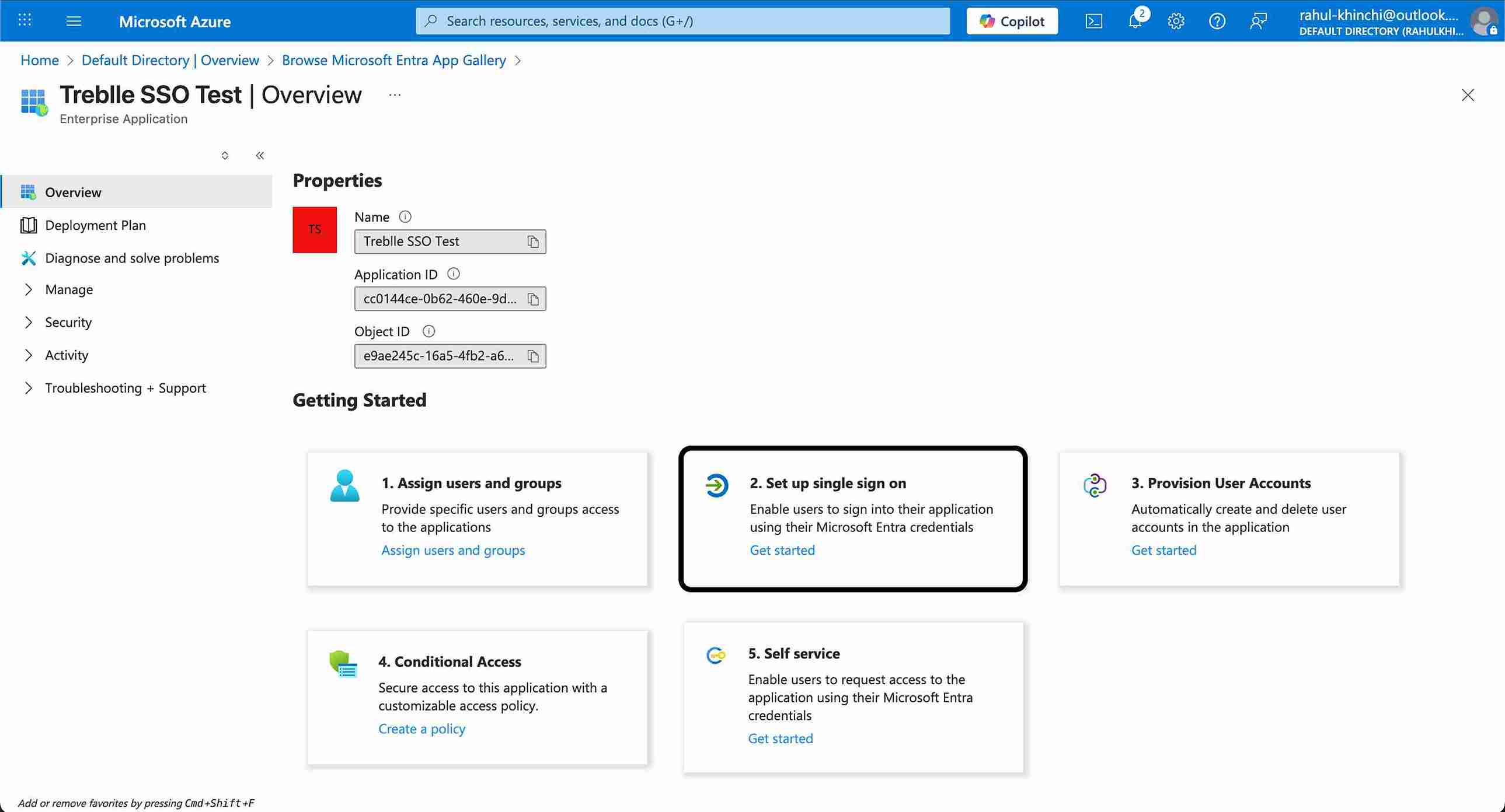 Setup SSO from Getting Started