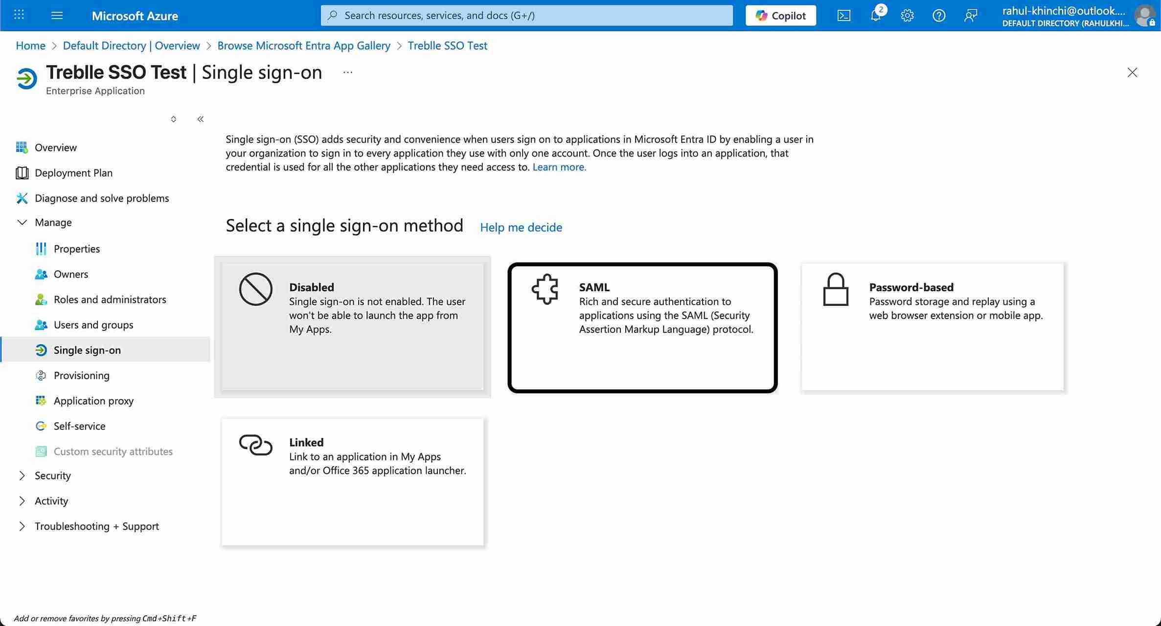 Select SAML Authentication Method