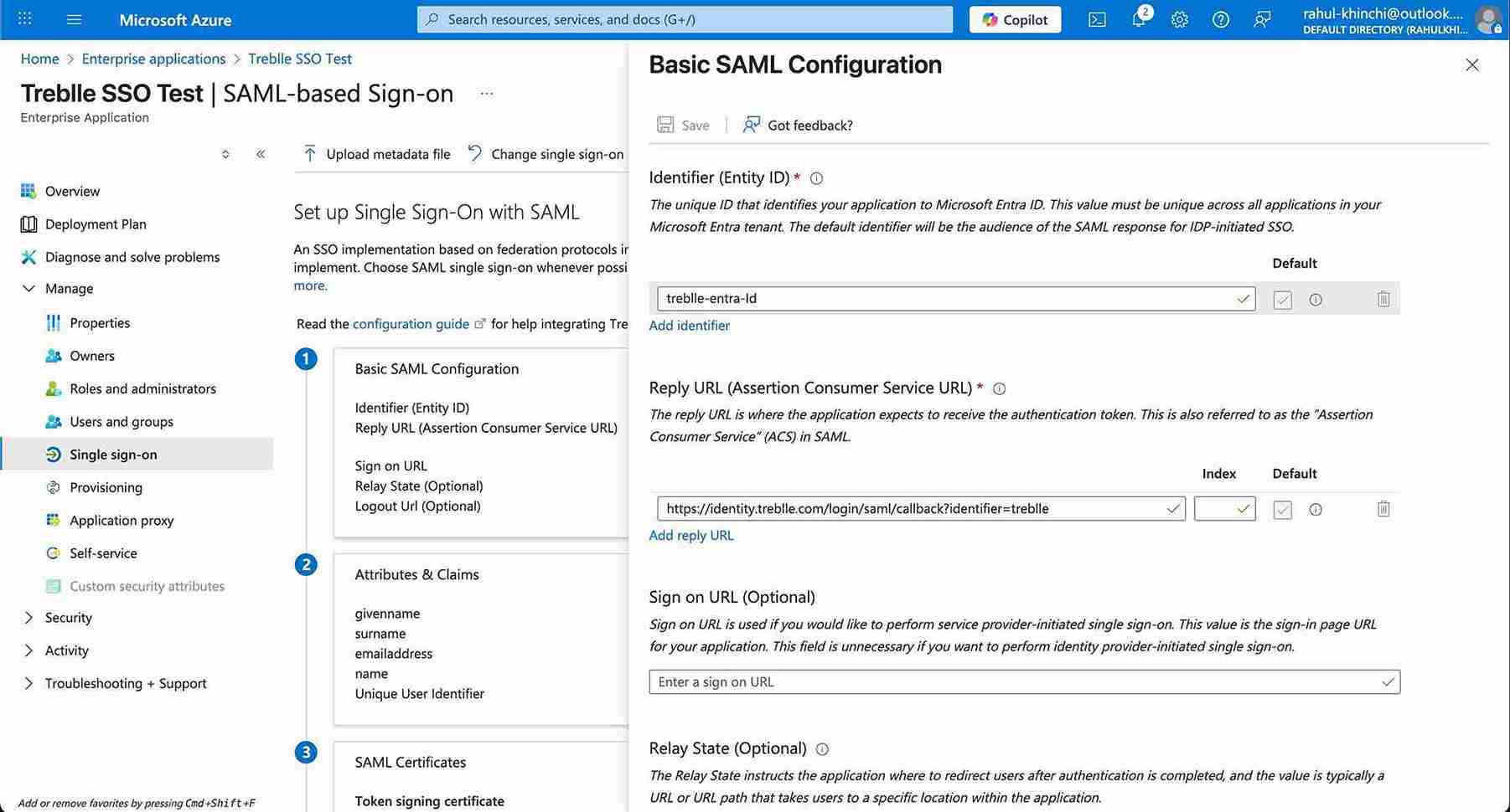 Basic SAML Configuration Edit Dialog