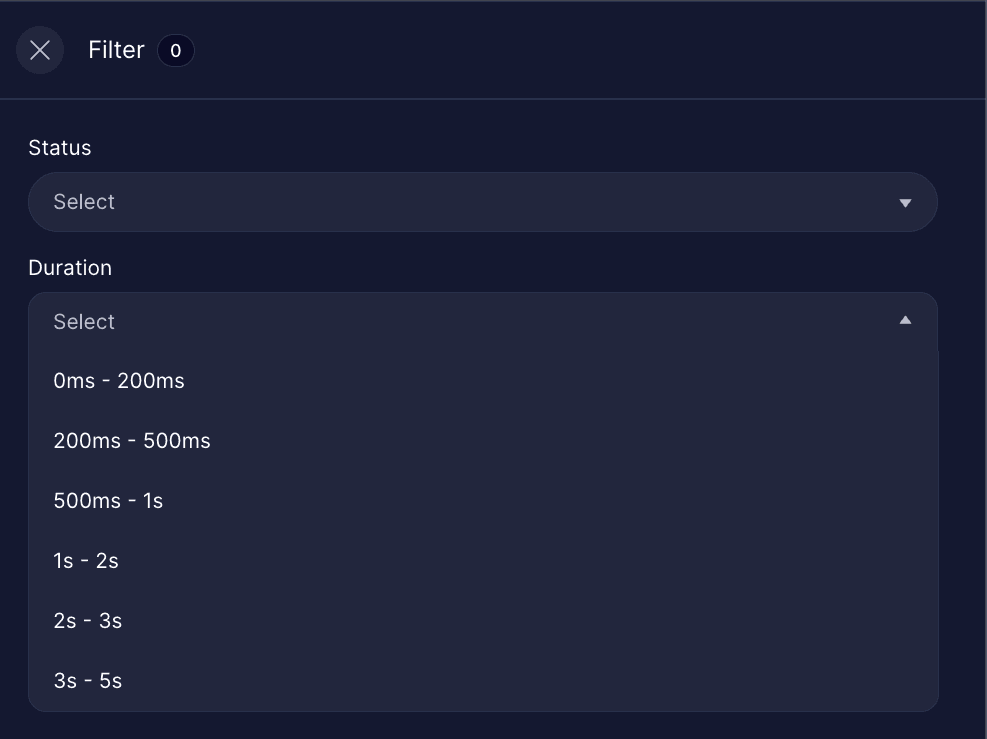 Duration Filter Options