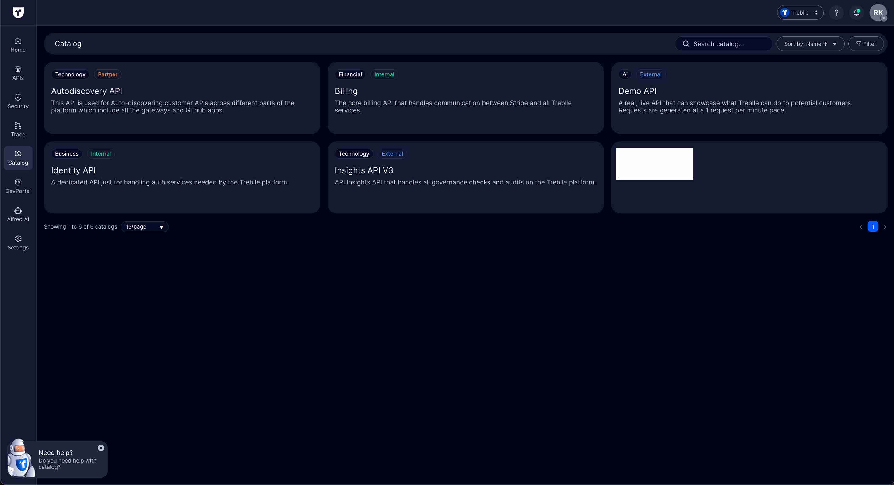 API Catalog View with Categories and Tags